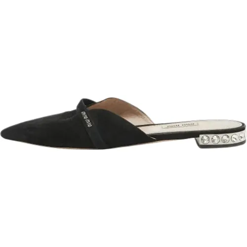 Pre-owned Suede flats , female, Sizes: 6 1/2 UK - Miu Miu Pre-owned - Modalova