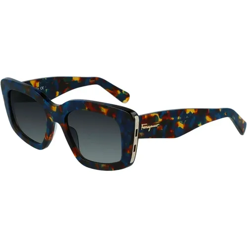 Havana Blue/Grey Sunglasses Sf1024S , female, Sizes: 52 MM - Salvatore Ferragamo - Modalova