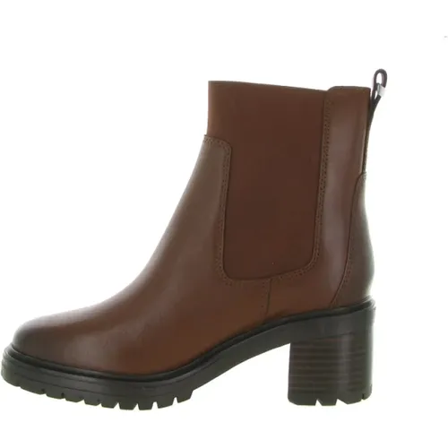 Mittelhohe Leder Chelsea Stiefel Braun , Damen, Größe: 37 EU - Tommy Hilfiger - Modalova