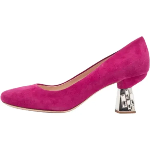 Pre-owned Suede heels , female, Sizes: 6 1/2 UK - Miu Miu Pre-owned - Modalova