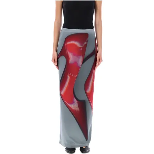 Printed Dark Grey Midi Skirt , female, Sizes: M - Acne Studios - Modalova