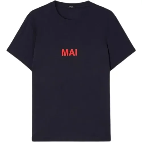 Navy Cotton T-shirt MAI E Sempre , female, Sizes: M, S, L - Aspesi - Modalova