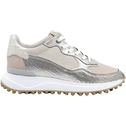 Beige Craquele Lederschuh , Damen, Größe: 41 EU - Van Bommel - Modalova