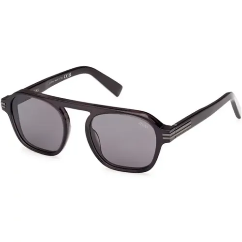 Dark Smoke Polarized Sunglasses Ez0241 , unisex, Sizes: 51 MM - Ermenegildo Zegna - Modalova