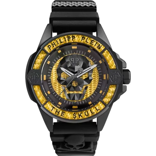 Watches, male, , Size: ONE SIZE Carbon Fiber Skull Watch - Philipp Plein - Modalova