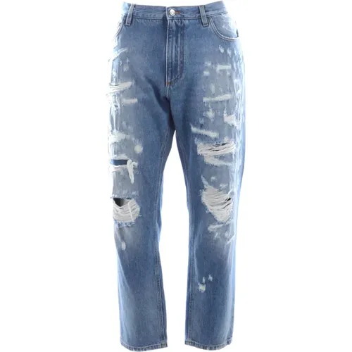 Men`s Loose Broken Jeans , male, Sizes: 2XL - Dolce & Gabbana - Modalova