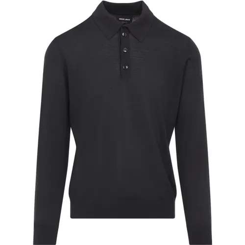 Round-neck Knitwear, male, , Size: S Polo Sweater - Giorgio Armani - Modalova
