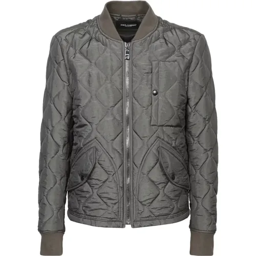 Bomber Jackets, male, , Size: L Quilted Bomber Jacket Grey - Dolce & Gabbana - Modalova