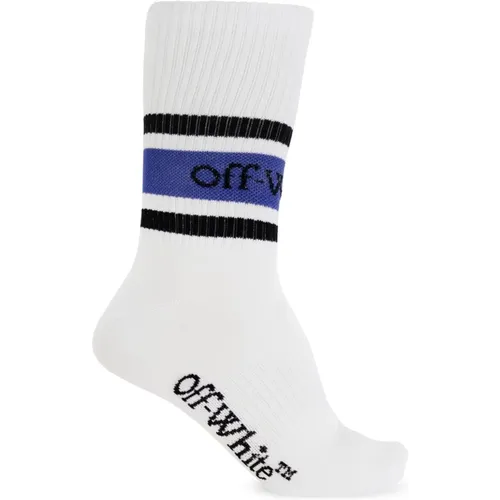 Off , Socks, male, , Size: M Cotton socks with logo - Off White - Modalova