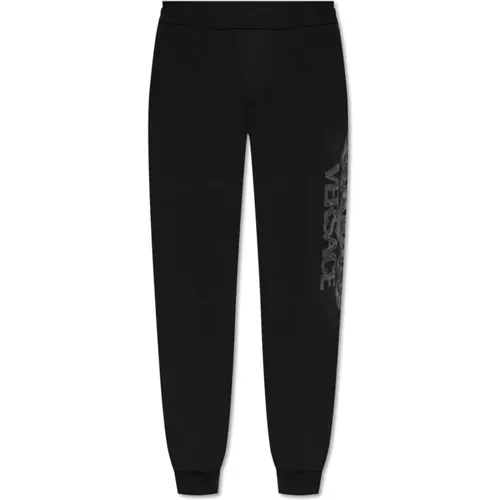 Sweatpants, male, , Size: L Sweatpants with printed logo - Versace - Modalova