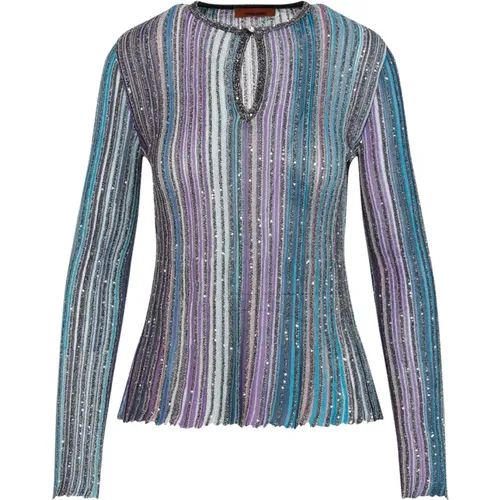 Blouses, female, , Size: S Blue Sweater for Women Aw24 - Missoni - Modalova