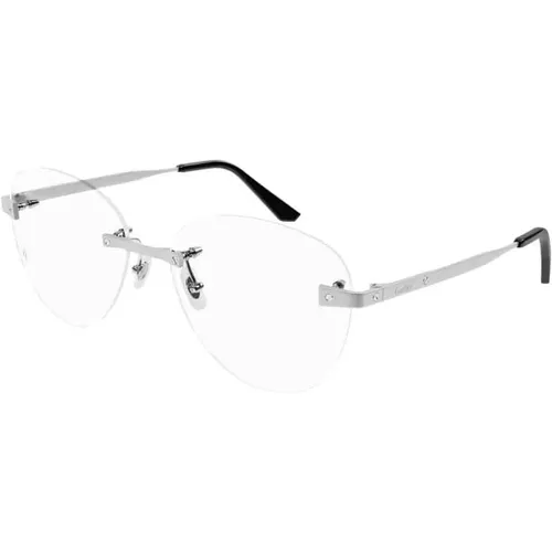 Silver Transparent Ct0338O Eyeglasses , unisex, Sizes: 57 MM - Cartier - Modalova