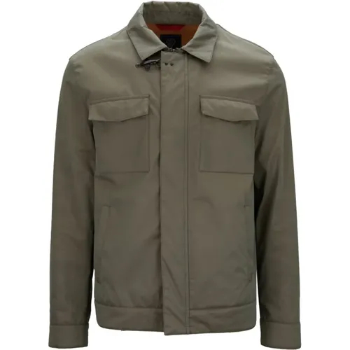 Light Jackets, male, , Size: M Zip Jacket with Hook and Snap Button - Fay - Modalova