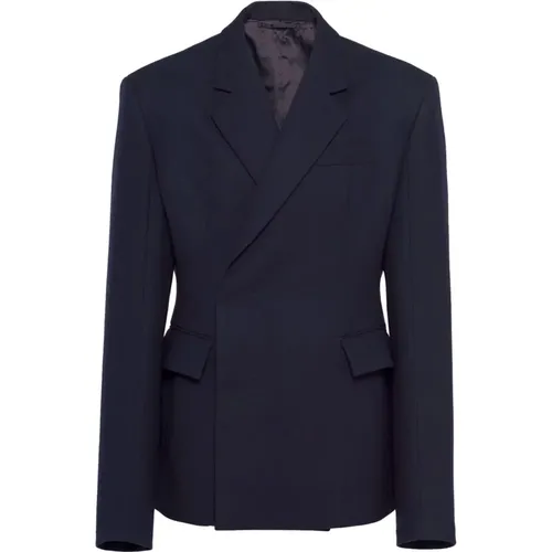 Wool Double-Breasted Blazer Jacket , male, Sizes: M - Prada - Modalova
