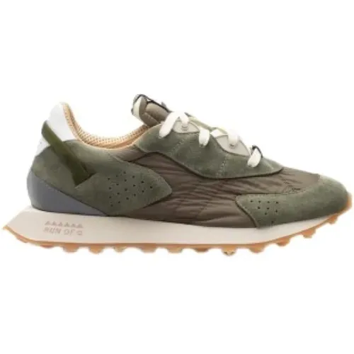 Oliv Beige Low-Top Sneakers , Herren, Größe: 42 EU - RUN OF - Modalova