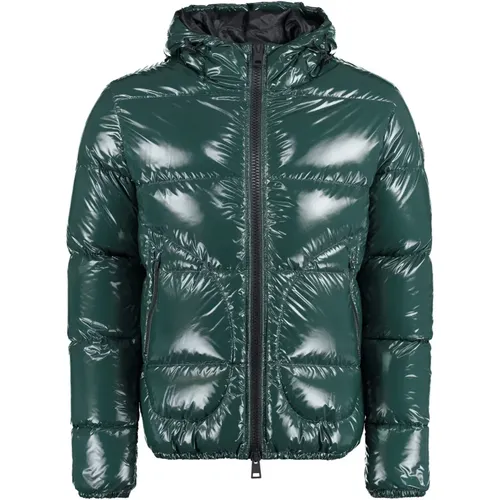 Down Jackets, male, , Size: XL Shiny Down Jacket with Hood - Herno - Modalova