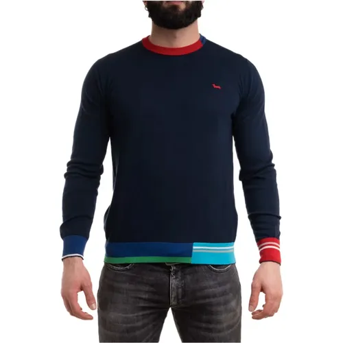 Baumwoll-Crew-Neck-Sweater mit Farbblock , Herren, Größe: 2XL - Harmont & Blaine - Modalova