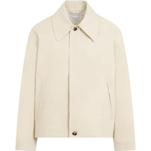 Ecru Cotton Stretch Blouson Jacket , male, Sizes: L - Bottega Veneta - Modalova