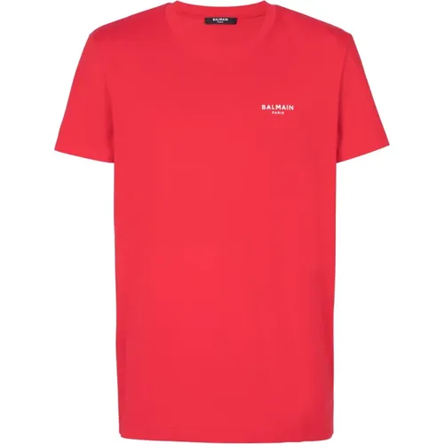 Flocked T-shirt , male, Sizes: L, XL, M, S - Balmain - Modalova