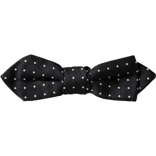 Bowties, male, , Size: ONE SIZE Silk Polka Dot Adjustable Bow Tie - Dolce & Gabbana - Modalova