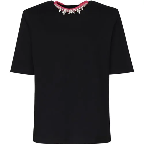 Weiße Baumwoll-T-Shirt mit Halskette , Damen, Größe: M - Mariuccia Milano - Modalova