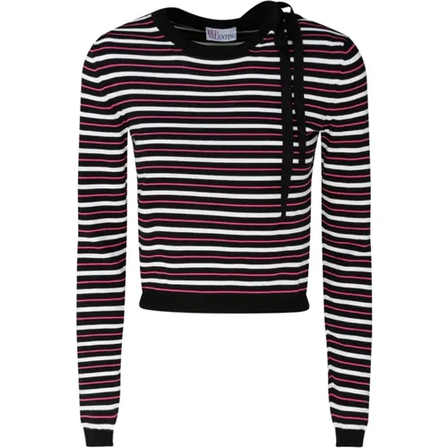 Striped Cotton Sweater , female, Sizes: M - RED Valentino - Modalova