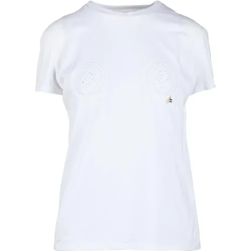 Baumwoll-T-Shirt mit Stilvollem Design - Elisabetta Franchi - Modalova