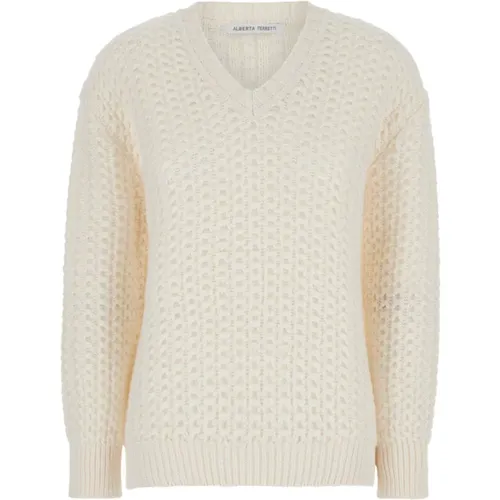 Weißer Strickpullover , Damen, Größe: M - alberta ferretti - Modalova