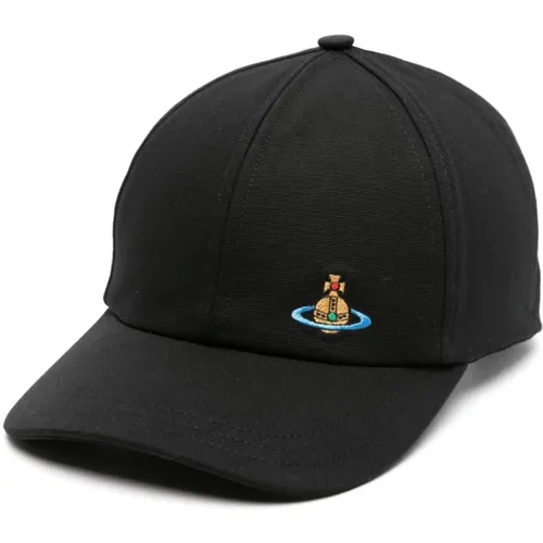 Schwarze Baseballkappe mit Logo-Stickerei , Damen, Größe: S - Vivienne Westwood - Modalova
