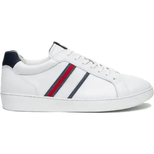 Sneakers, male, , Size: 7 US White Blue Leather Sneakers - Nerogiardini - Modalova