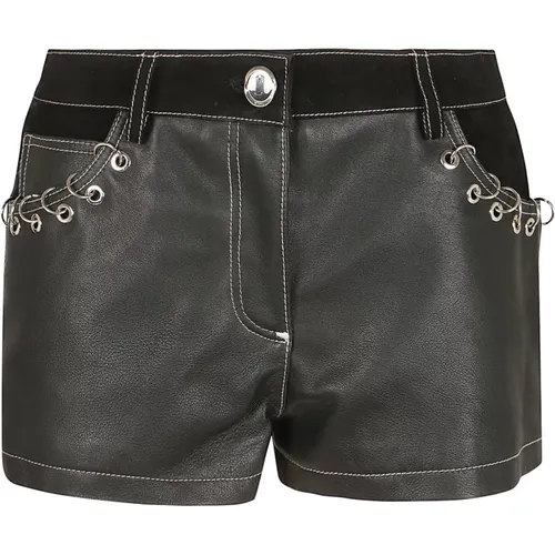 Luxury Leather Suede Scoop Shorts , female, Sizes: XS, S - pinko - Modalova