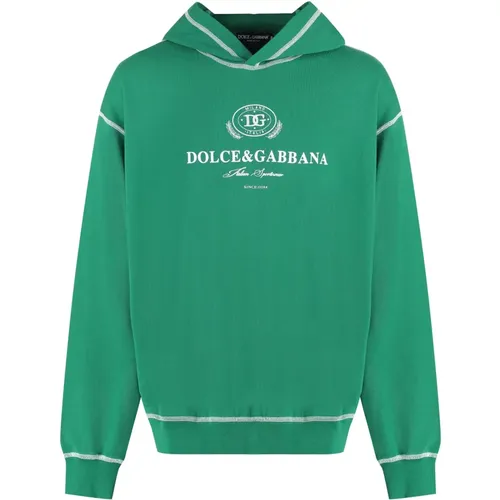 Cotton Hoodie with Ribbed Edges , male, Sizes: S, M - Dolce & Gabbana - Modalova