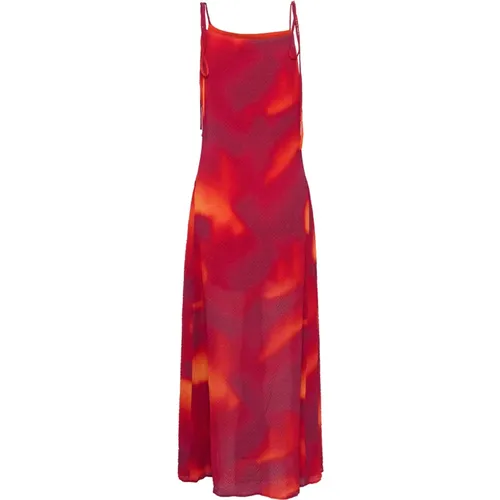Rotes Blumenmuster Kleid , Damen, Größe: 2XL - Gestuz - Modalova