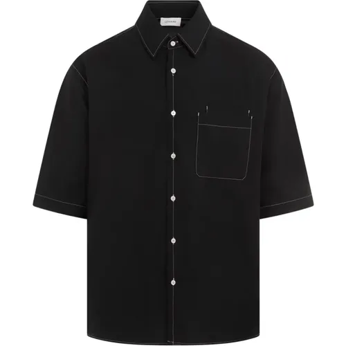 Schwarzes Baumwollhemd Doppeltasche , Herren, Größe: XL - Lemaire - Modalova