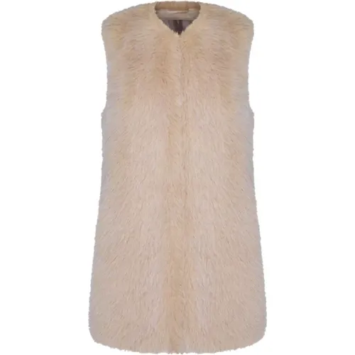 Vests, female, , Size: XS Fur Design Sleeveless Jacket - Herno - Modalova