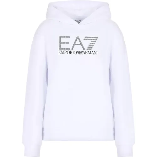 Hoodies, female, , Size: XS Womens Rhinestone Hoodie - Emporio Armani EA7 - Modalova