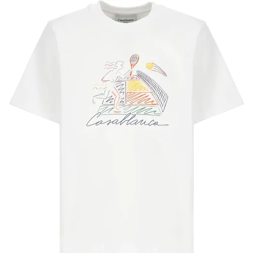 Weiße Baumwoll Herren T-Shirt mit Logo Druck , Herren, Größe: 2XL - Casablanca - Modalova