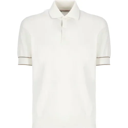 Ivory Cotton Polo Shirt for Men , male, Sizes: XL - BRUNELLO CUCINELLI - Modalova