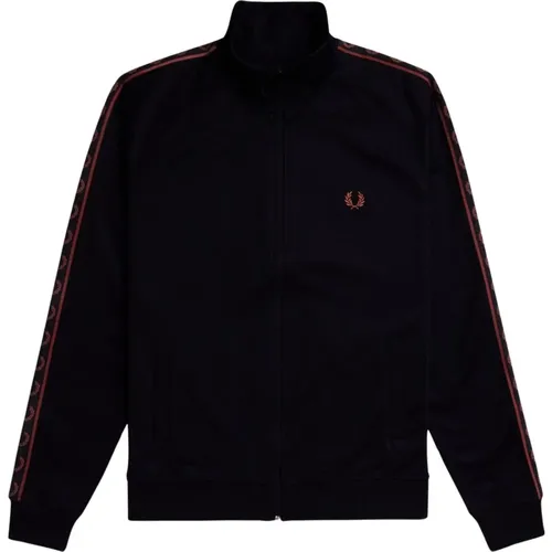 Zip-throughs, male, , Size: 2XL Contrast Ribbon Tracktop Cotton Polyester Regular Fit - Fred Perry - Modalova