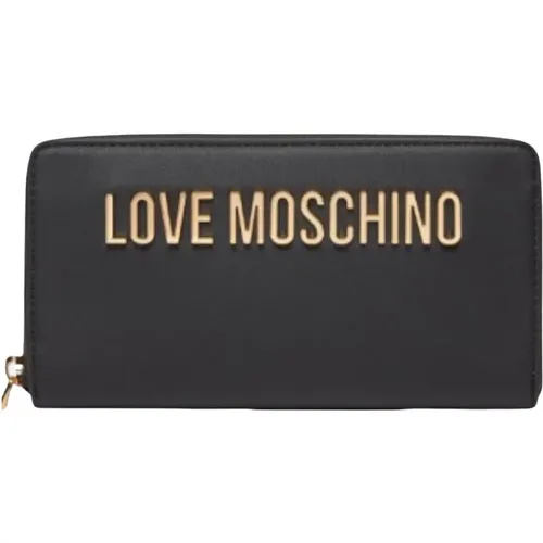 Schwarzes Portemonnaie mit Reißverschluss - Love Moschino - Modalova