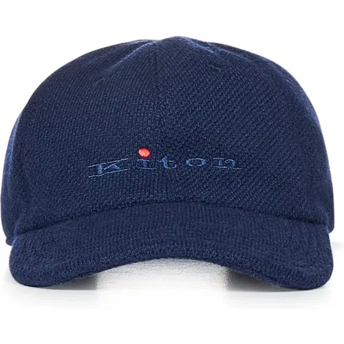 Caps, male, , Size: ONE SIZE Cashmere Embroidered Logo Hat - Kiton - Modalova