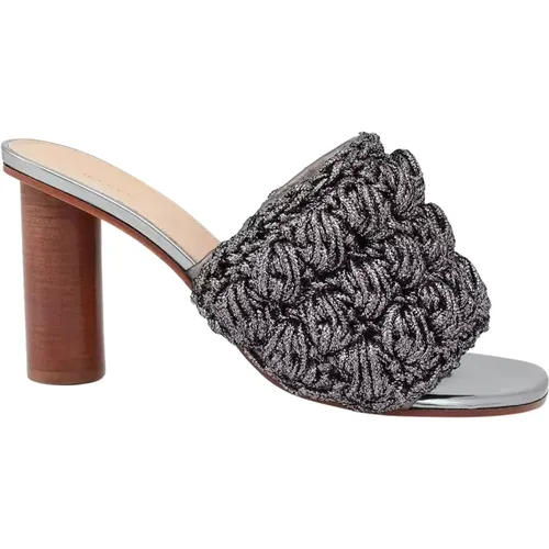 Heeled Mules, female, , Size: 7 US Dark Grey Heeled Sandals with Woven Strap - JW Anderson - Modalova