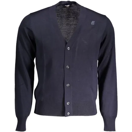 Blauer Wollstrick Cardigan , Herren, Größe: M - K-way - Modalova