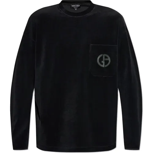 Sweatshirt mit Tasche , Herren, Größe: 2XL - Giorgio Armani - Modalova