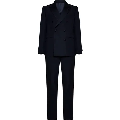 Double Breasted Suits, male, , Size: S Wool-Mohair Blend Tailored Jacket and Trousers - Lardini - Modalova