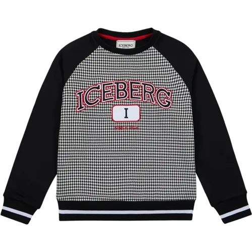 Kids -Junior collection houndstooth crewneck sweatshirt - Iceberg - Modalova