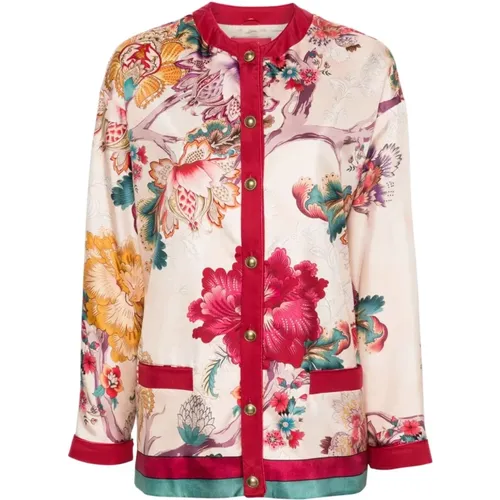 Silk Floral Print Jacket , female, Sizes: S - F.r.s For Restless Sleepers - Modalova