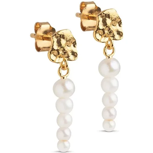 Gold Perlen Ohrringe Chic Stil , Damen, Größe: ONE Size - Enamel Copenhagen - Modalova