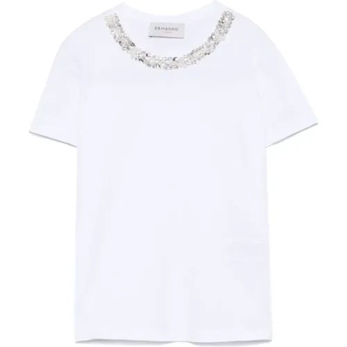 Kristallverziertes Crew Neck T-Shirt - Ermanno Scervino - Modalova