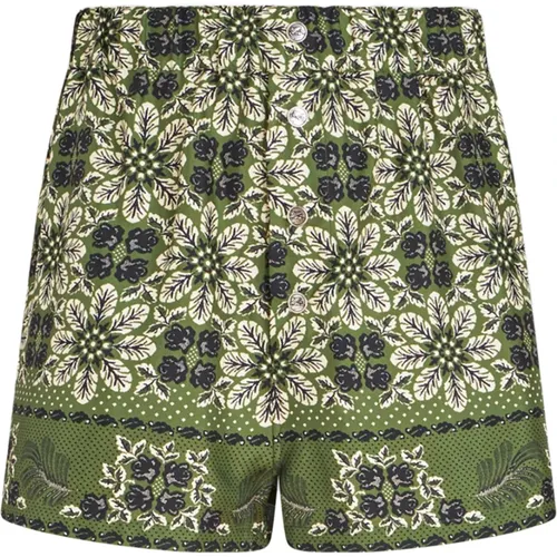 Green Silk Medallion Print Shorts , male, Sizes: L, XL, M - ETRO - Modalova